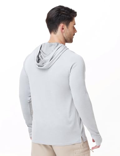 Image of Mens Long Sleeve Athletic Hoodie Sun Protection Gym Workout Shirt for Hiking Running Fishing