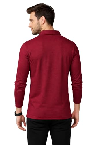 Image of Blisstone Men's Regular Fit Casual Full Sleeve Polo Neck with Zip Neck Detailing T-Shirt