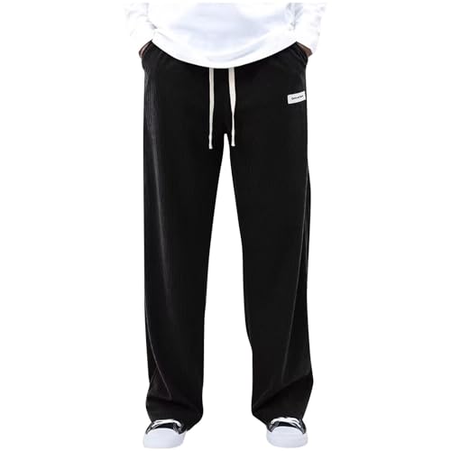 Cambkatl Men's Straight Casual Corduroy Pants, Stretch Elastic Waist Outdoor Hiking Cargo Sweatpants Trousers with Pockets