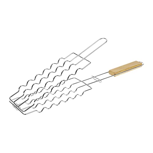 I LOVE BBQ - Grilles de Cuisson Barbecue et fumoir - Grille de Barbecue Double à Saucisse,Grille Barbecue Saucisse, Grille BBQ - Matière :Acier chromé - Dimensions :29 x 9cm - 6 saucisses