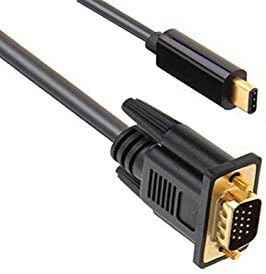 USB-C to VGA Cable Thunderbolt 3 Type C to VGA, Amazbox 1.8m Thunderbolt 3 to VGA Converter Adpter for MacBook Google Chromebook Pixel, XPS 13 15 etc(Type C to VGA, Black)
