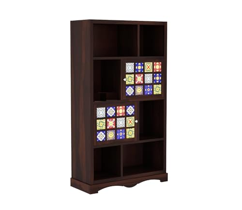 Image of Sheesham Wood Bookcase | Solid Wood Book Shelf for Home Library | Wooden Book Cabinet for Home & Office Living Room (Large, BBslf-Walnut5)