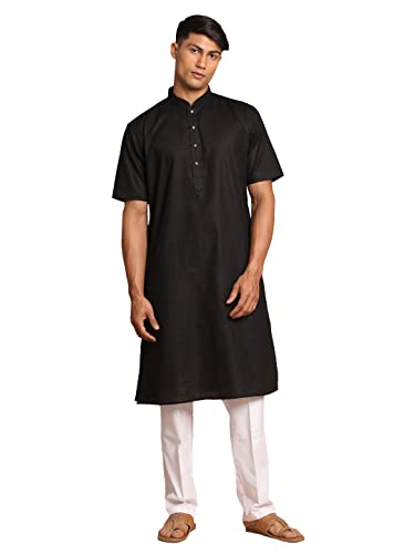 Image of VASTRAMAY Men's Cotton Linen Kurta Pyjama Set (1)