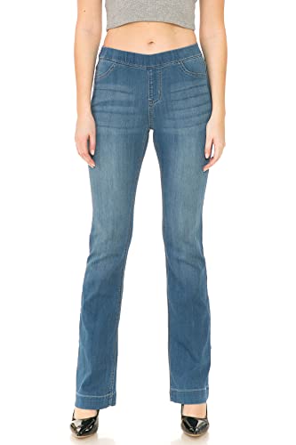 Cello Clothing Cello Jeans Women's Juniors Mid Rise Pull On Slim Fit Bootcut Jeggings (L, Medium)