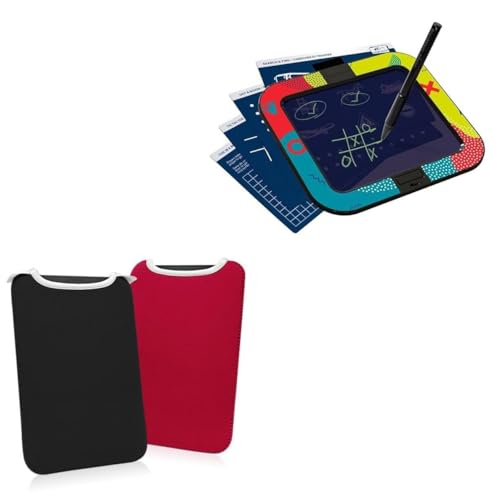 BoxWave Case Compatible with Boogie Board DMD010001 (8 in) - SlipSuit, Soft Slim Neoprene Pouch Protective Case Cover - Jet Black/Crimson Red (Reversible)