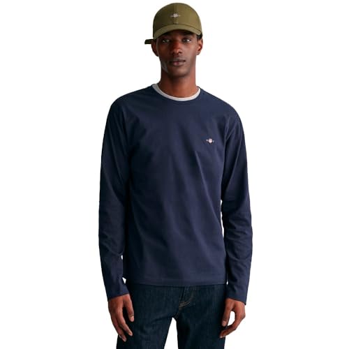 Gant Herren Reg Shield Ls T-Shirt T Shirt, Evening Blue, XXL EU – Ansicht 1