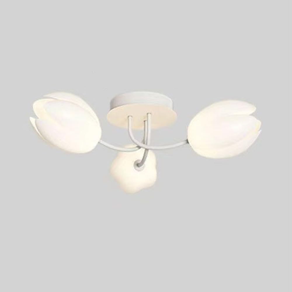 SIYANE White Flower Flush Mount Ceiling Light Sputnik Chandelier Nordic Mid Century Modern Close to Ceiling Light Fixtures Green Large Bedroom Ceiling Lighting for Living Room Bathroom Closet Entry