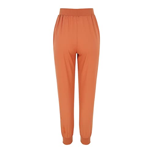 Womens Tapered Pants Drawstring Back Elastic Waist Pants Casual Trousers with Pockets Woman Work3