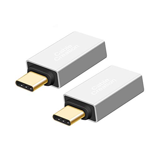 Crazy Deals USB Type C Adapter[2-PACK], CableCreation USB C Male to USB 3.0 A Female Connector,Support OTG Function, Compatible with Macbook/Pro, ChromeBook Pixel, Nexus 5X/6P, Galaxy S10/S9 &More,Silver Aluminum