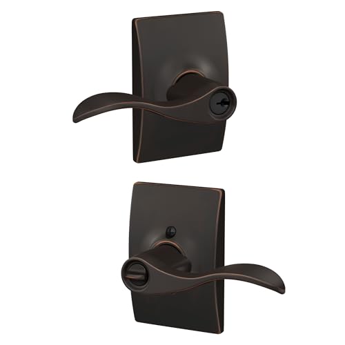 Image of SCHLAGE Accent Lever with Century Trim Keyed Entry Lock in Aged Bronze - F51A ACC 716 CEN