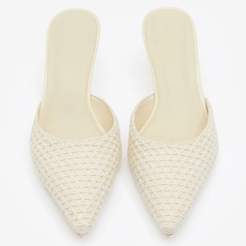 KISSASA Slingback Kitten Heels Mules for Women Pointed Toe Breathable Mesh Slip on Heeled Sandals Backless Pumps4