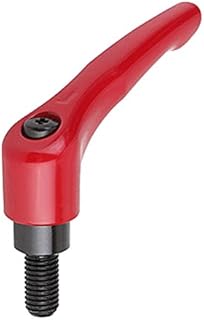 Kipp 06460-21027X55 Zinc Adjustable Handle with M10 External Thread, Modern Design Style, Steel Components, Metric, Ruby Red Powder-Coated Finish, Size 2, 55 mm Screw Length