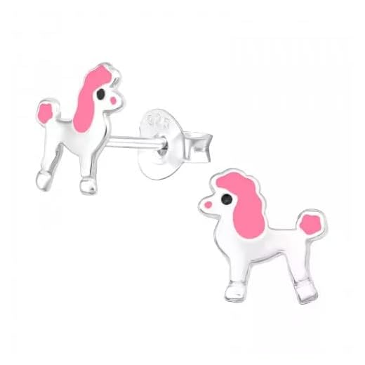 Pendientes con forma de caniche de plata de ley 925, plata de ley 925, Plata
