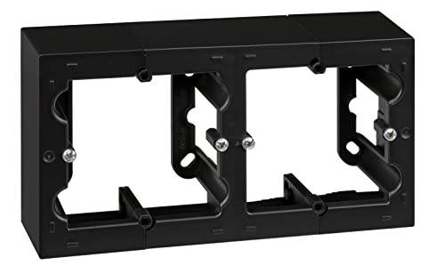 SIMON - Caja de Superficie Doble, Base Enchufe para Empotrar, Serie Simon 10, Apta para Interiores (IP20), Fácil de Instalar, Dos Elementos, Color Negro