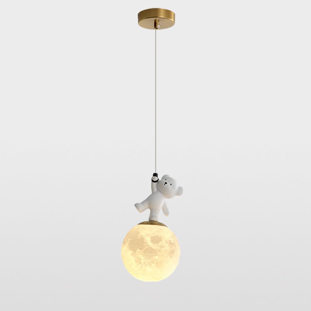 Lámpara de planeta colgante con luz LED moderna para mesita de noche