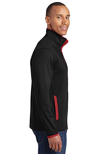 Sport-Tek Sport-Wick Stretch Contrast Full-Zip Jacket Xs Black/ True Red #TOP12
