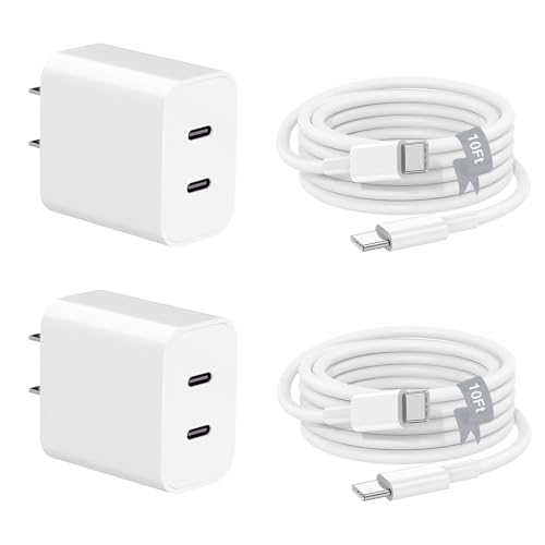 Cargador para iPhone 17 y 16 con bloque de carga rápida doble tipo C y cable USB-C a C de 3 metros