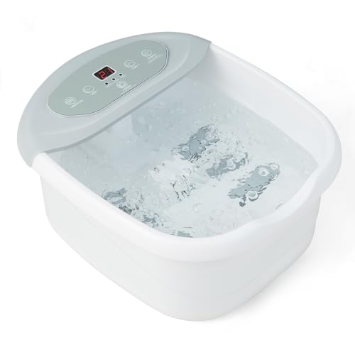 HOMASIS Pediluvio, massaggiatore elettrico per piedi con funzione di massaggio ad acqua, con bolle d'aria calda, con controllo delle vibrazioni e della temperatura e timer di temperatura 1 ora