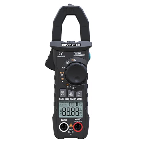 ZT-QS9 True-RMS Digital Clamp Meter, 6000 Counts Multimeter with Inrush Current, AC/DC Voltage Tester, NCV, LowZ, Temperature, Capacitance, Resistance Diode Test