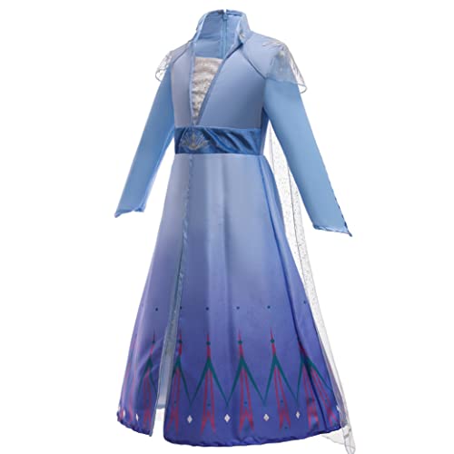 ELSA & ANNA Disfarce de princesa menina - vestido de princesa para menina - fantasia de rainha da neve - para festas, aniversários, cosplay e Halloween - 5-6 anos (315)