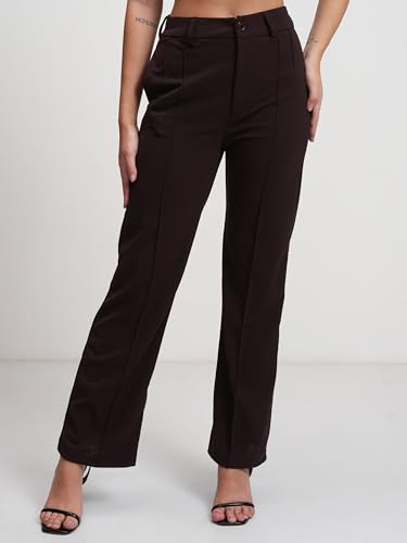 Image of Tokyo Talkies Women Straight Fit High-Rise Parallel Trousers | Women Trousers