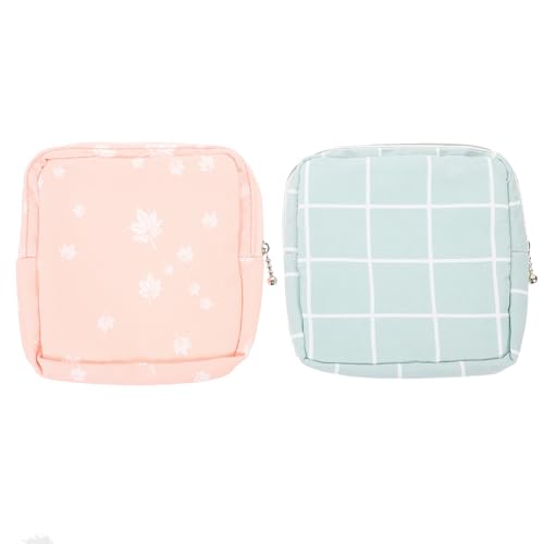 Genérico Bolsa para Toallas Sanitarias de Algodón Ligera y Multiusos para Niñas, 2 Piezas, Adecuado para Escuela y Oficina, Almacenamiento Seguro de Pequeños Objetos