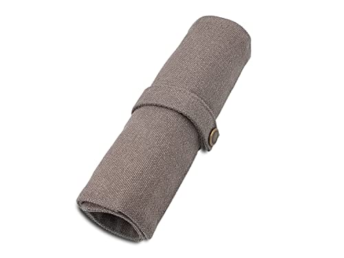 Image of Funny live Pure Color Pen Pencil Wrap Pencils Roll Holder,Simple Retro Style Pen Pouch Bag Coloring Pencils Organizer Holder Colored Pen Paint Brush Storage Pouch (Grey)