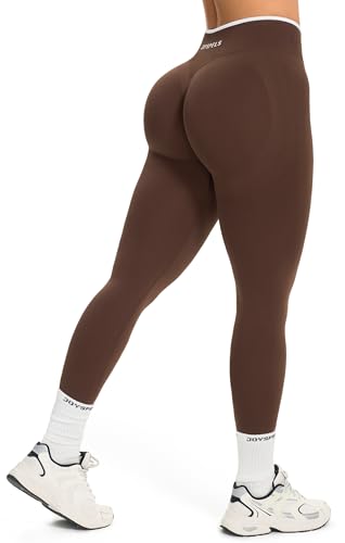 JOYSPELS Sport Scrunch Leggings Damen High Waist Blickdicht Gym Sporthose Lang Yogahose Po Push Up Seamless Sportleggins (Espresso S)