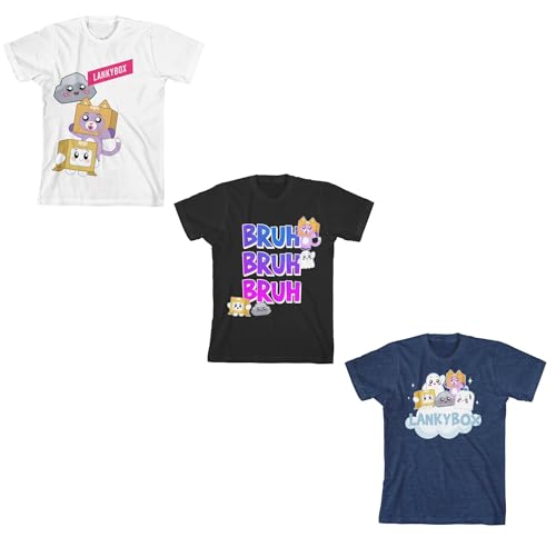 LankyBox Bruh Character Art 3-Pack Crew Neck Short Sleeve Toddler Boy's to Youth Boy's T-Shirt Set