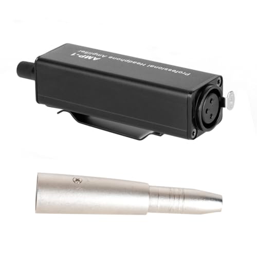 LOLPALONE 1 x Amplificador de Auriculares Negro Metal Universal XLR de 3,5 mm Interferencias de Alta Calidad HiFi con Control de Volumen de Salida para Amantes de la Música