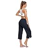 UEU Womens Plus Size Capris Loose Cropped Yoga Pants 2XL Wide Leg Lightweight Lounge Pajama Capri Sweatpants with Pochets(Navy,XXL)