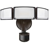 LUTEC 72W 7500LM LED Security Lights Motion Sensor Light Outdoor, 5000K Daylight, IP65 Waterproof, Dusk to Dawn, 3-Head Motion Detected Flood Light for Garage, Yard, Porch(Brown)