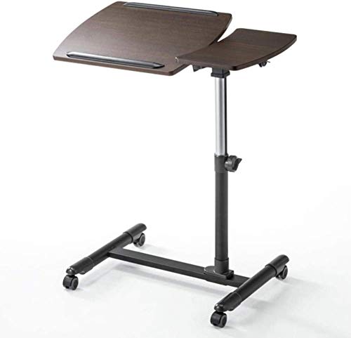 Bandeja ajustable para desayuno en la cama con ruedas bloqueables, tablero de densidad amarilla y alfombrilla de ratón, soporte versátil para laptop para uso perezoso, perfecto para oficina en casa