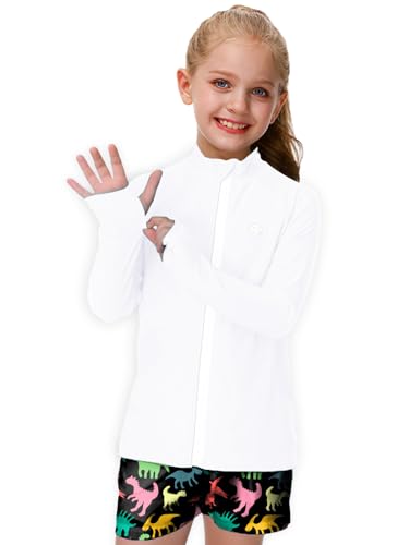Image of AOBUTE Unisex Kids Zipper Rash Guard Boys UPF 50+ UV Protection Sun Shirt with Thumb Hole 3-12 Years