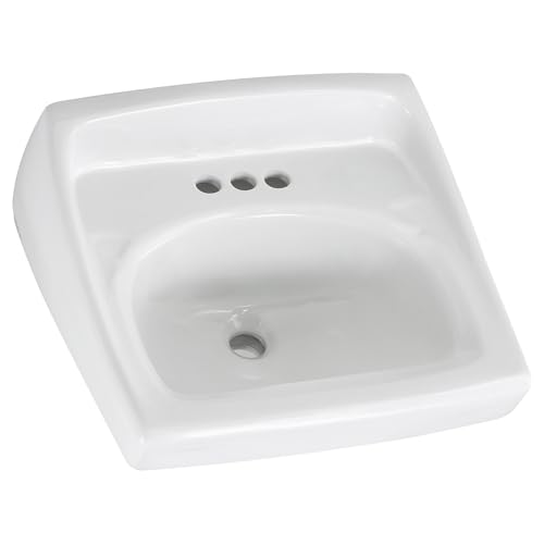 American Standard 0355.027.020 Lucerne Wall-Mount Lavatory Sink with 4-Inch Faucet Holes for Exposed Bracket Support, White