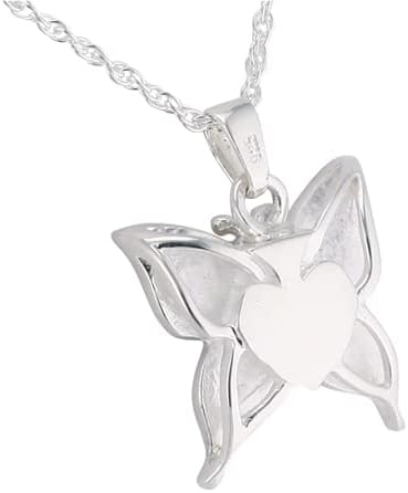 Miniatura 4 de Colgante y collar de mariposa de madreperla para cenizas, plata de ley, joyería de cremación para cenizas, Plata esterlina