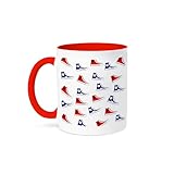 3dRose Coffee Mug, Size - 15oz - Image of Cute Hi Top Red And Blue Sneaker Toss Pattern Décor III - funny coffee cup gift