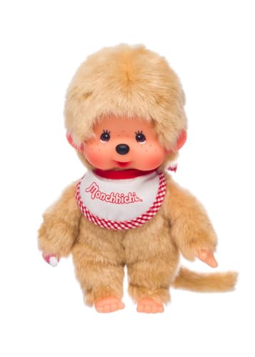 Monchhichi Sekiguchi Beige Boy with Bib - Red/White