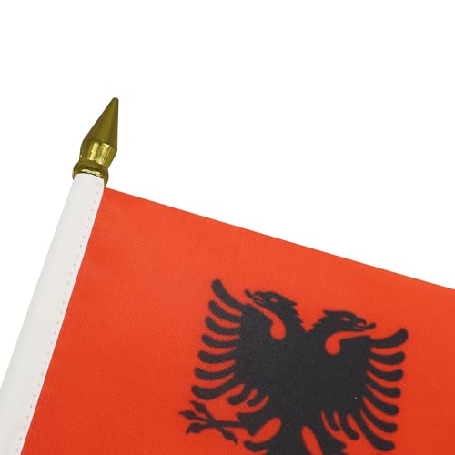 Albanien Flagge Tischflagge 15×10 cm aus Polyester