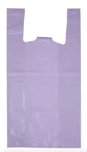 Bolsas Plástico Asa Camiseta 42x53, 50 Unidades, Reutilizables, Alta Resistencia, 70% Recicladas, Aptas Uso Alimentario, Ideal para Supermercado y Hogar (Lila)
