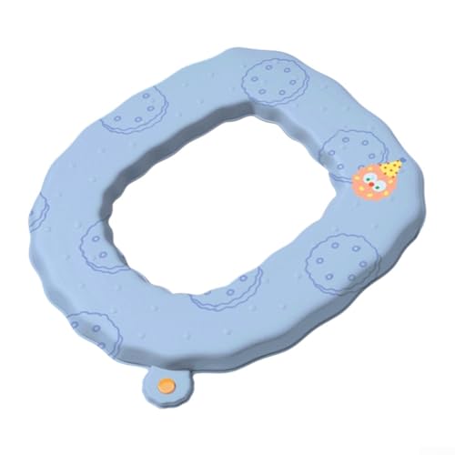 Funda para asiento de inodoro, impermeable, lavable, para todas las estaciones, cojín de asiento de inodoro acolchado grueso con correas (azul)