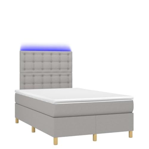 Décoshop26 - Marco de cama LED con somier cabecero de cama, colchón cubrecolchón de 120 x 200 cm, tejido gris claro TDL0207885