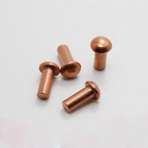 Ochoos 50pcs M1.5x(3 4 5 6 8mm Length) round head copper rivets pan brass solid percussion rivet GB867 - (Stem Length: M1.5x3mm)