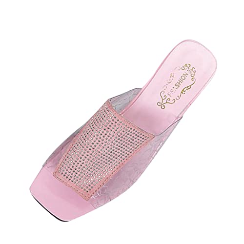 Pantoufles mode été pour femme à talon épais et bout ouvert