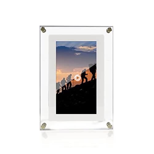Cadre Photo Numérique en Acrylique Transparent De 5/7/10 Pouces, Prise en Charge De La Commutation Horizontale Et Verticale, avec Mémoire Interne De 1 Go, Batterie Rechargeable,5 inch
