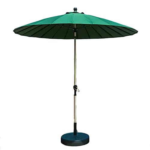 ASerZenith Parasol de jardin à colonne centrale, parasol de patio, villa, jardin, patio, extérieur, déporté, 2,4 m, 24 nervures, rond avec base de réservoir, base rechargeable (vert)