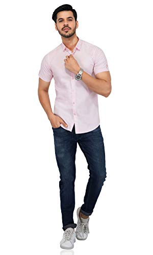 Image of U-TURN Men's Cotton Solid Half Sleeve Shirt