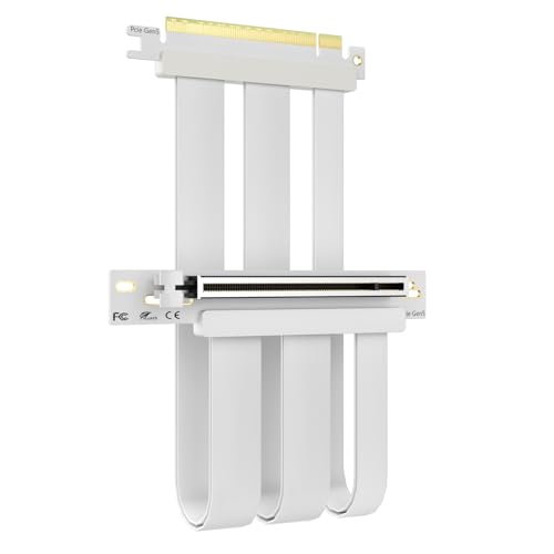 Image of GLOTRENDS 250mm PCIe 5.0 Riser Cable for RTX5090 RTX4090 RX9070 RX7900, Compatible with PCIe 5.0 /4.0 GPUs, 90 Degree Right Angle for Vertical GPU Mount