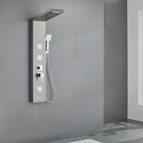 MENATT Shower Panel Tower System with LED Lights, 5 In 1 Shower Panel with Rainfall and Waterfall Shower Head, 3 pcs Massage Spray, Handheld Shower, Waterfall Tub Spout - Image 6