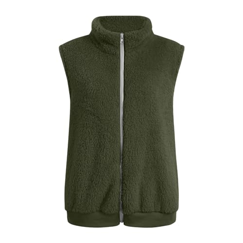 Womens Sherpa Fleece Vest Fall Winter Sleeveless Coat Zip Up Warm Jackets Gilet Outerwear With Pockets4
